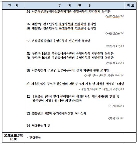 '제338회 임시회 의사일정' 게시글의 사진(7) '제338회 임시회 복지건설위원회 의사일정2.JPG'